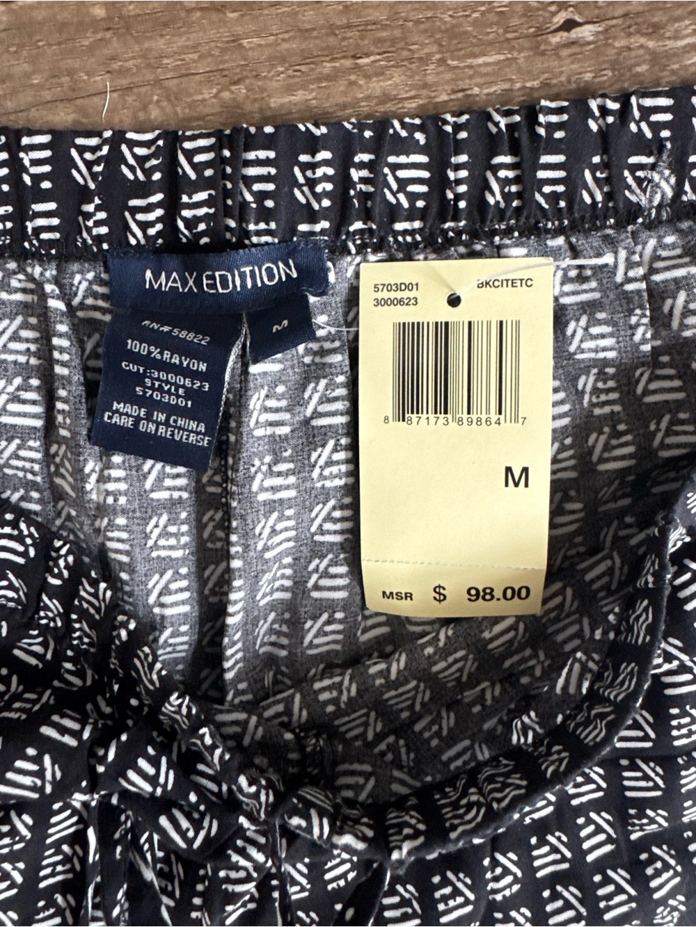 Max Edition Black and White Printed Pull-On Pants - Picture 5 of 5
